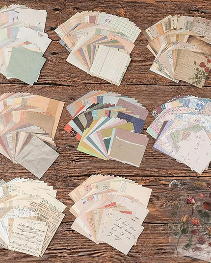 517 Pcs Vintage Scrapbook Paper,Scrapbook Supplies Stickers,Journaling Supplies Include 37 Pcs Flowers Stickers Aesthetic Journal Paper for Planner,Bullet Journaling,Junk Journal