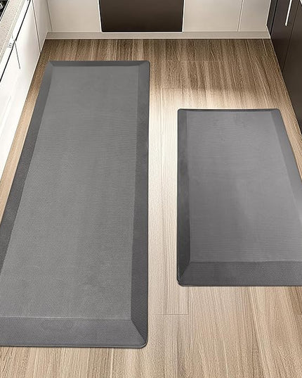 2 PCS Anti Fatigue Kitchen Mats for Floor, Grey 9/10 Extra Thick Cushioned Standing Desk Mat, Comfort Memory Foam Ergonomic Rugs and Mats Non-Slip Waterproof for Office, Kitchen, 20"x32"+20"x48"