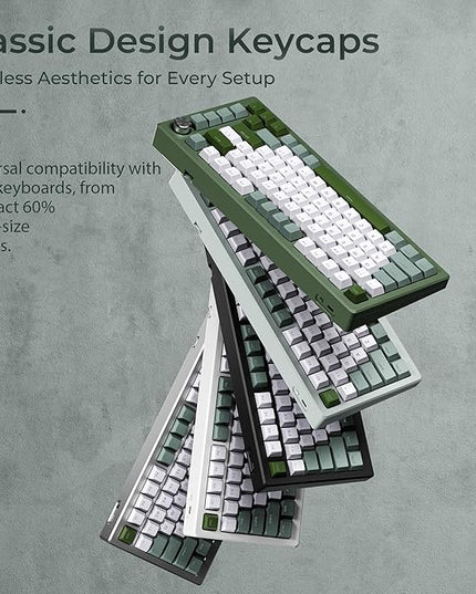OHY XVX Shine Through Keycaps -133 Keys Cherry Profile Double Shot PBT Keycaps Compatible for 60%/75%/100% Retro Gaming Mechanical Keyboard-Milk Grass Green