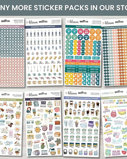 bloom daily planners Monthly Celebrations Planner Stickers for Calendar Decorating, Planning, Scrapbooking - Holiday, Seasonal, & General Events (14 Sheets, 1,150+ Stickers per Pack) - Cool Tones