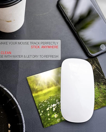 Adhesive Mouse Pad - Peel and Sticks to Any Surface - Travel Mouse Pad, Sticky for Any Surface - Excellent Tracking - Sunny Meadow