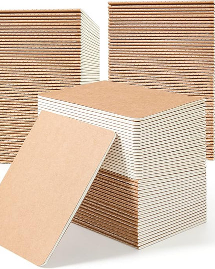 feela 170 Pack Blank Kraft Notebooks, Unlined Sketchbook Mini Cute Note Pad for Drawing Writing, Journal Bulk For Kids Students Office School Supplies, A6, 48 Pages, 4.25” X 5.5”, Brown