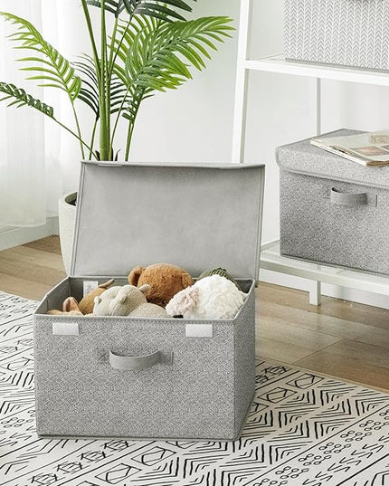 GRANNY SAYS Storage Baskets with Lids, Clothes Storage Boxes, Fabric Storage Bins, Keepsake Box, Closet Organizers and Storage, Gray, 2-Pack