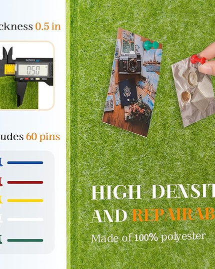 DOLLAR BOSS Large Cork Board for Wall 48" x 36" x 0.5" Bulletin Board 12 Packs Corkboard Tiles Self Adhesive Felt Wall Tiles for Office Home School, Green