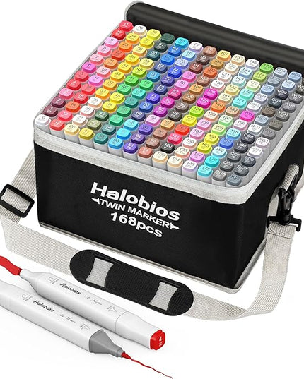 168 Colors Fine & Chisel Alcohol Markers, Dual Tip Art Markers Alcohol Marker Set with Case, Marker for Adults Children Coloring Artists Drawing Sketching Card Making and Illustration