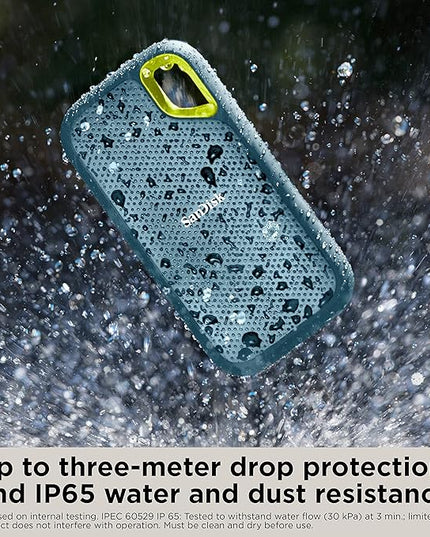 SanDisk 1TB Extreme Portable SSD - Up to 1050MB/s, USB-C, USB 3.2 Gen 2, IP65 Water and dust Resistance, Updated Firmware, Monterey - External Solid State Drive - SDSSDE61-1T00-G25M