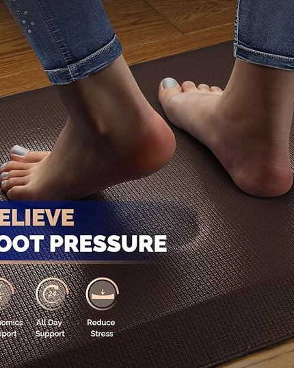 FEATOL Anti Fatigue Mat for Standing, 9/10 Extra Thick Ergonomic Standing Desk Mat, Comfort & Durable Memory Foam Standing Mat at Home,Office All Day (20" x 32", Brown, 1PC)