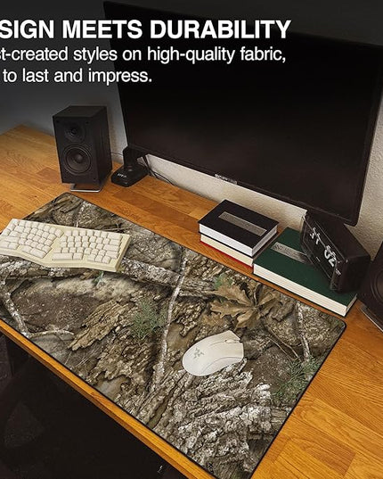 MPCO. Real Tree Large Gaming Desk Pad - 36" x 17" Aeroglyde Fabric APX – Without Logo Desk Mats - Non-Slip, Washable, Smooth Glide for Precision Gaming & Work