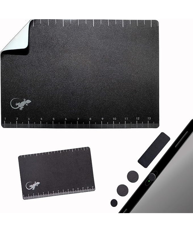 Mouse Pad Adhesive Bottom - Sticks to Any Surface - Portable - Webcam Covers and Screen Cleaner Included (Ruler)