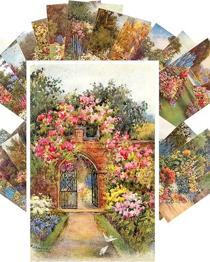 PIXILUV Vintage PostCards 24 pcs Rural Pastoral Flowers Garden Retro Postcards REPRINT