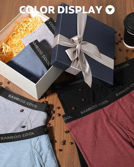 BAMBOO COOL Men's Ultra Breathable Underwear,No Riding Up Boxer Briefs with ComfortFlexible Waistband,Multipack