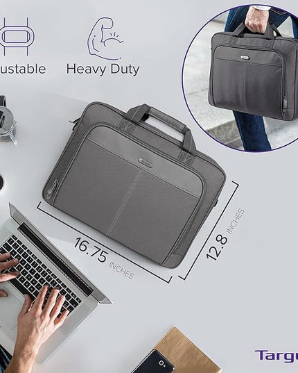 Targus Classic Slim Laptop Bag - Ergonomic Briefcase and Messenger Bag - Spacious Foam Padded for Laptops and Under