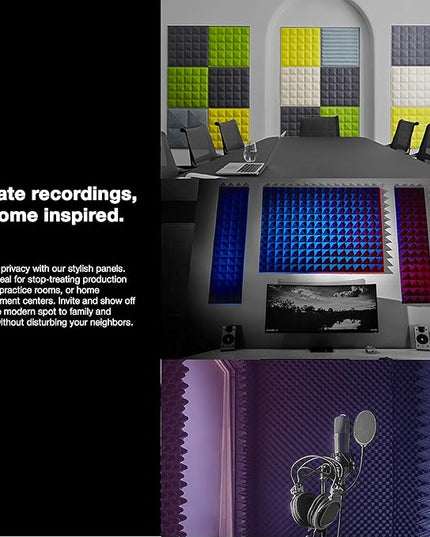 Sonic Acoustics 12 Pack Acoustic Foam Panels 7" X 7" X 12" Sound Absorbing Panel, Bass Trap Studio Foam, Corner Block Finish, Sound Panels Soundproof Sound Insulation Absorbing
