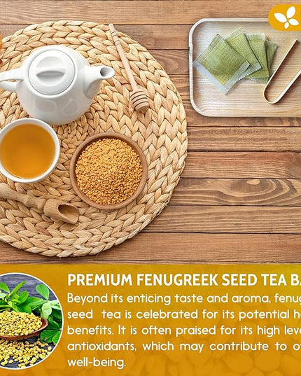 FreshDrinkUS, Premium 15 Tea Bags Fenugreek, 100% Natural & Pure from Fenugreek. Fenugreek Herbal Tea. Made with Natural Material Tea Bags. No Sugar, No Caffeine, No Gluten, Vegan.