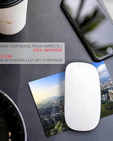 Mouse Pad Travel Size with Adhesive Bottom, Mini Mouse Pad Sticks to Any Surface, Plus Webcam or Camera Privacy Tab Covers and Screen Cleaner (View Point City)