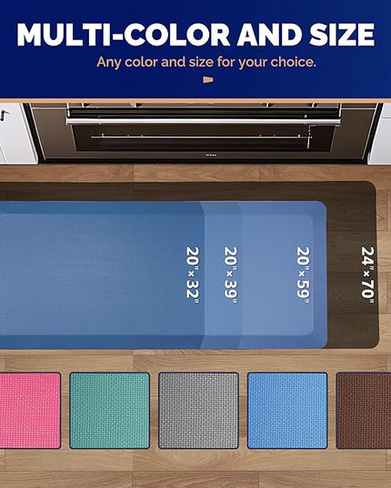 FEATOL Anti Fatigue Mat for Standing, 9/10 Extra Thick Ergonomic Standing Desk Mat, Comfort & Durable Memory Foam Standing Mat at Home,Office All Day (20" x 32", Blue, 1PC)