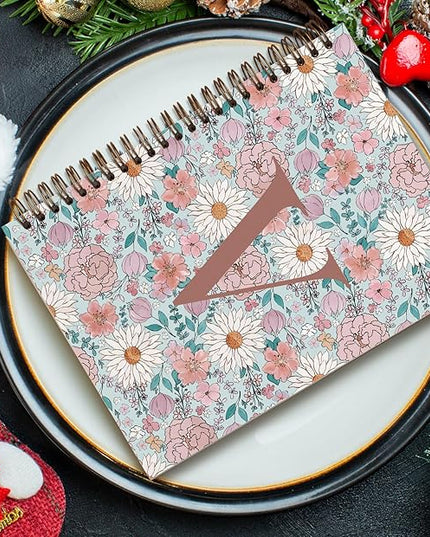 Vintage Floral Personalized Notebook, Initial Letter V Notebook Journal ,Vintage Flower Notebook for Work School Office Supplies,,Monogrammed Notebook for Women Teen Girl,Back to School Supplies 5.5 x 8.3