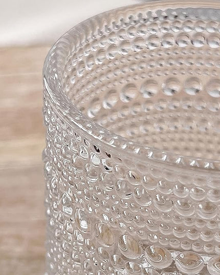 Kate Aspen Beaded Drinking Glasses Set of 6, 10 oz Retro Vintage Glassware - Boho Cocktail Water Juice Glasses, Hostess or Housewarming Gift