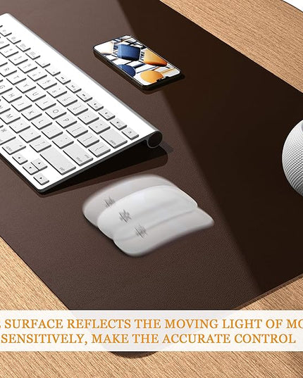 YSAGi Non-Slip Leather Desk Pad, Waterproof Laptop Computer Desk Keyboard Mat, Table Protector Blotter Mat, Large Mouse Pad for Office/Work/Home/Decor(Dark Brown, 23.6" x 13.7")