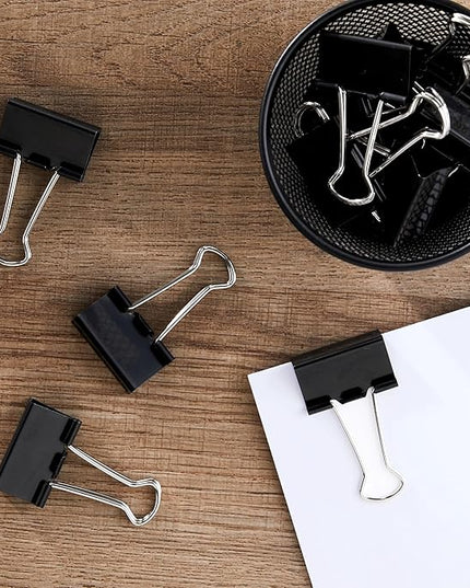 (4 Pack) Medium Metal Binder Clips, Black, 12 Count