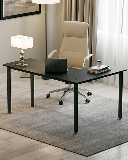 EUREKA ERGONOMIC 60 Inch Black Corner L Shaped Computer Desk, Home Office Gaming Study Work Writing Table Long Large Sturdy Workstation Simple Modern with Metal Legs, Left Side