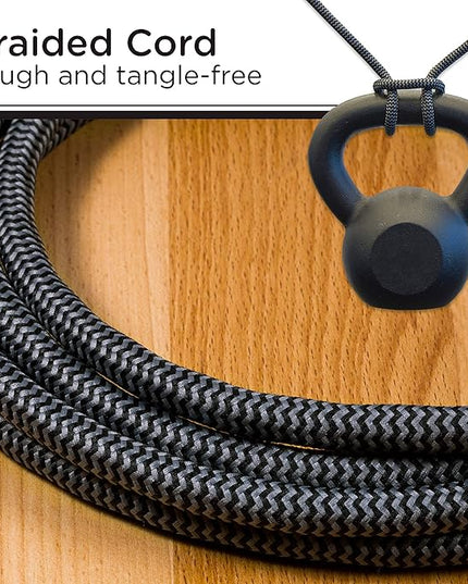 Cordinate 3 Outlet Power Strip Indoor Extension Cord 16 Gauge 10 Ft 3 Prong Braided Extension Cords Flat Extension Cord ETL Listed Black 42024