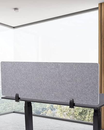 Stand Up Desk Store ReFocus Raw Clamp-On Acoustic Desk Divider Mounted Privacy Panel to Reduce Noise and Visual Distractions (Castle Gray, 47.25" x 16")