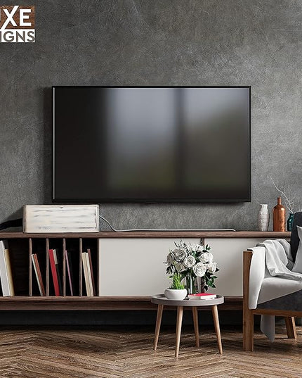 Rustic Cable Management Box & Cord Organizer- Cable Organizer for Desk, Home, Office. Hides Wires, Surge Protectors, Power Strips. Eco Friendly Mango Wood Cord Management Solution (Rustic White)
