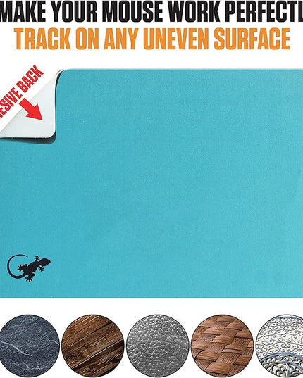 Mouse Pad Adhesive Bottom - Sticks to Any Surface - Portable - Webcam Covers and Screen Cleaner Included (2 Pack - Blue and Navy)