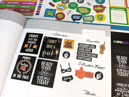 Vladi Creative Rude & Humorous Planner Stickers - 660pcs, 12 Sheets, Funny Adult Curse, Meme & Rude Stickers for Planners, Journals & Organizers, Hilarious & Bold Adult Humor Designs for Personal Use
