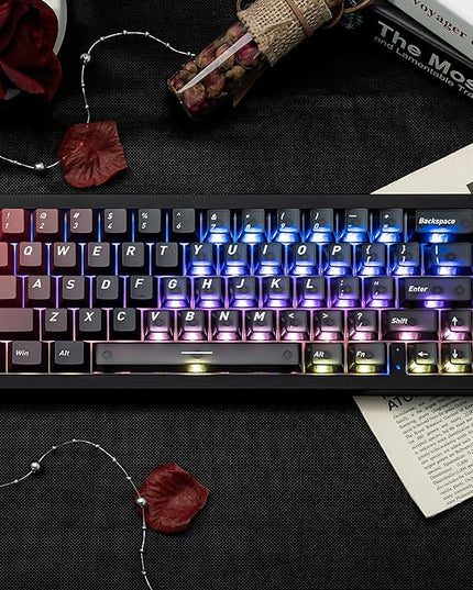 160 Keys Custom Keycap, Gradient Black and Red Crystal Transparent PBT+PC Keycaps Cherry Profile Clear Keycaps Set Fit for 61/64/87/98/104/108 Cherry Mx Switches Mechanical Keyboard