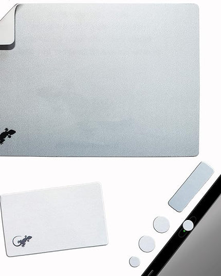 Mouse Pad Adhesive Bottom - Sticks to Any Surface - Portable - Webcam Covers and Screen Cleaner Included (Silver)
