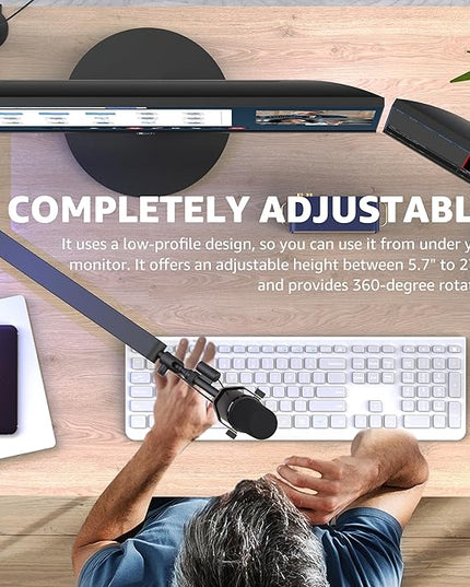 IXTECH Mic Arm Desk Mount, Low Profile 360° Swivel Mic Boom Arm, Adjustable Microphone Arm with Detachable Rise Column and Built-In Cable Management for Streaming and Recording.