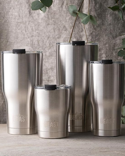 Beast 10 oz Tumbler Stainless Steel Vacuum Insulated Coffee Ice Cup Double Wall Travel Flask (Steel)
