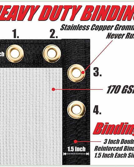 ColourTree Customized Size 6' Black and White Fence Screen Privacy Screen Heavy Duty Cable Zip Ties Included
