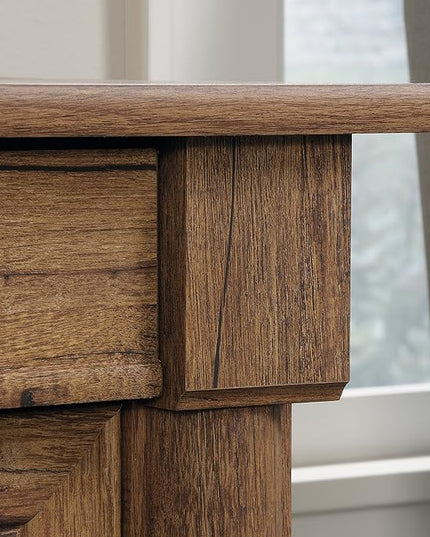 Sauder Palladia Computer Desk with Drawers, Home Office Desk with File Cabinet Storage Drawer, Cable Management, Keyboard Tray, in Vintage Oak finish