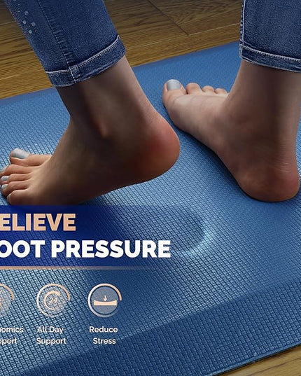 FEATOL Anti Fatigue Mat for Standing, 9/10 Extra Thick Ergonomic Standing Desk Mat, Comfort & Durable Memory Foam Standing Mat at Home,Office All Day (20" x 32", Blue, 1PC)