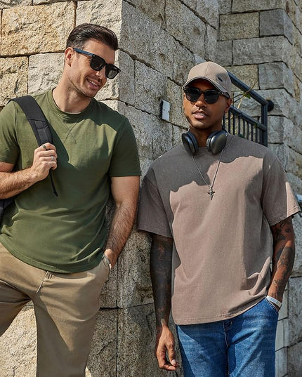 COOFANDY Men's Cotton T-Shirts Oversized Shirt Short Sleeves Streetwear Loose Fit Summer Tee Tops Washed Basic Unisex Shirts