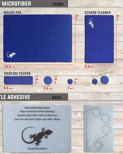 Mouse Pad Adhesive Bottom - Sticks to Any Surface - Portable - Webcam Covers and Screen Cleaner Included (Navy)