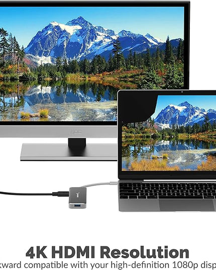 SABRENT USB Type C Hub with HDMI and 2 USB 3.0 Ports,[4K and 60W Power Delivery Support] (HB-U2HC)