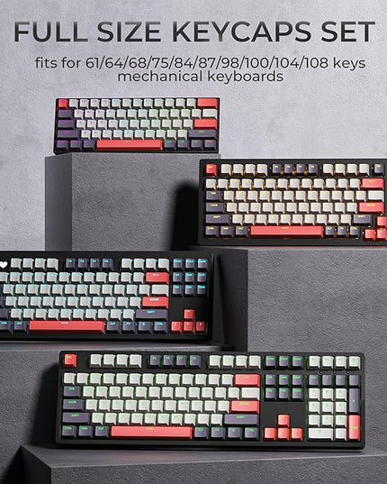 XVX Shine Through Keycaps -133 Keys Cherry Profile Double Shot PBT Keycaps Compatible for 60%/75%/100% Retro Gaming Mechanical Keyboard-Vintage Red