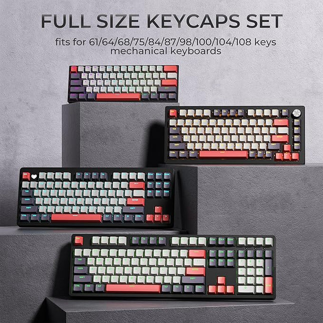 XVX Shine Through Keycaps -133 Keys Cherry Profile Double Shot PBT Keycaps Compatible for 60%/75%/100% Retro Gaming Mechanical Keyboard-Vintage Red