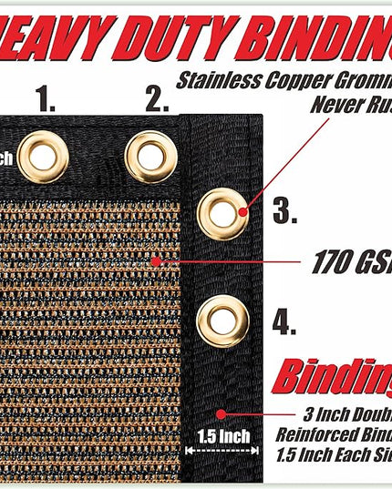 ColourTree Customized Size 6' Black and White Fence Screen Privacy Screen Heavy Duty Cable Zip Ties Included