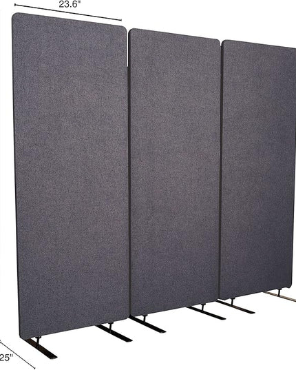 Stand Up Desk Store ReFocus Freestanding Noise Reducing Acoustic Room Wall Divider Office Partition (Ash Grey, 72" x 66", Zippered 3-Pack)