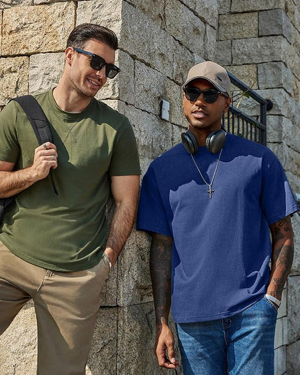 COOFANDY Men's Cotton T-Shirts Oversized Shirt Short Sleeves Streetwear Loose Fit Summer Tee Tops Washed Basic Unisex Shirts
