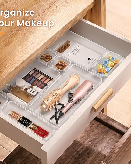 A-LuGei 【Military Grade】 Drawer Organizer, 【𝟱𝗦𝗶𝘇𝗲】 Makeup organizer, 【Holds 177 Items】 Bathroom Organizers and Storage, Organization and Storage, Desk Drawer Organizer for Bathroom Vanity