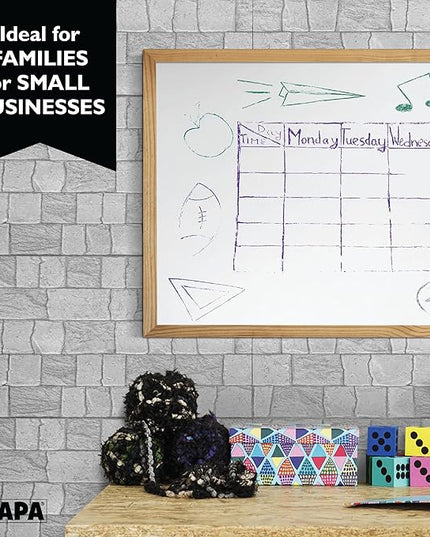 Ilyapa Extra Large Dry Erase Board for Wall - Wood Framed Magnetic White Board - 24 x 36 Inches Decorative Wall Hanging Menu Whiteboard - Brown