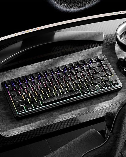 XVX Black Keycaps, Forged Carbon-Look Cherry Profile Keycap Set, 119-Key Keyboard Keycaps Compatibility with ANSI Layout MX Switches Mechanical Keyboard