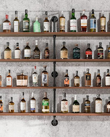 Floating Book Shelves for Wall 4 Tier 70 inch Bookshelf Industrial Pipe Shelving Shelves Bookcase Industrial Bookshelves Pipe Shelf Wood Wall Shelf for Living Room