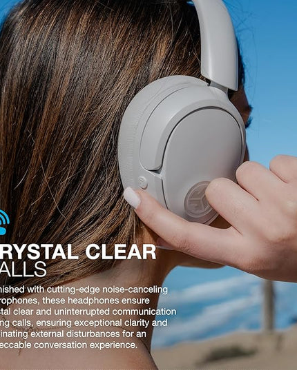 JLab JBuds Lux ANC Wireless Headphones, Cloud White, Hybrid Active Noise Cancelling, Customizable Sound, Spatial Audio Compatible, Premium Over-Ear Bluetooth Headset